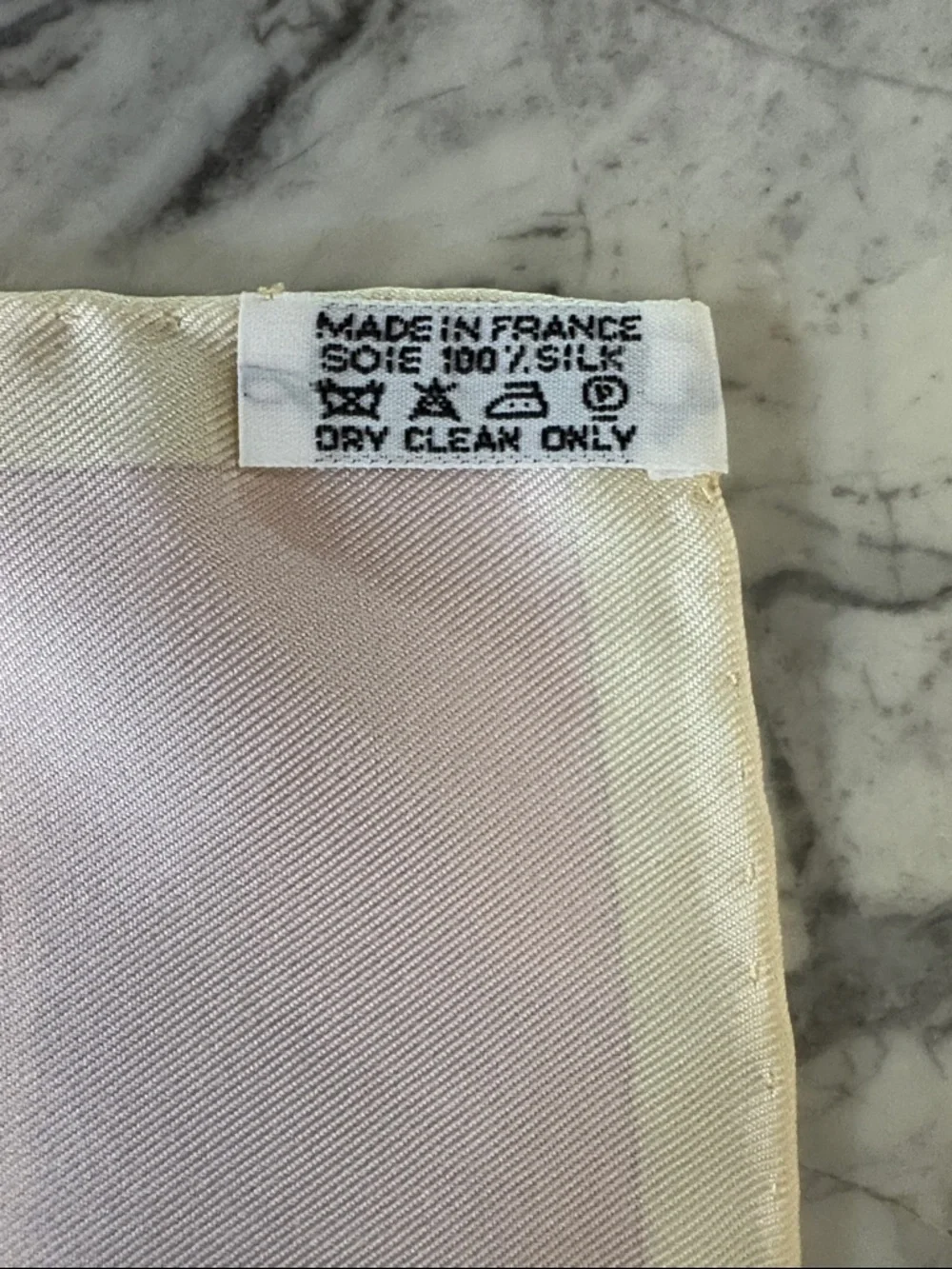 Vintage Hermès Frégates Magnifiques Silk Scarf, pastel pink, yellow and brown.